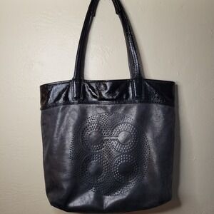 Y2K Tote Coach Purse Bag Carryall Black Leather Shoulder Strap B1171-17041 LARGE